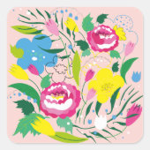 Kleurrijk boeket. vierkante sticker (Voorkant)