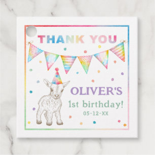 Kleurrijk Boerderij Baby Geit Verjaardagsfeest Dan Bedankjes Labels