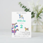 Kleurrijk Boerderij Goats Verjaardagsfeest Uitnodiging Briefkaart (Staand voorkant)