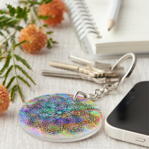 Kleurrijk Boheems Chic Mandala Bloemenpatroon Sleutelhanger