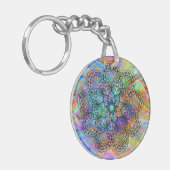 Kleurrijk Boheems Chic Mandala Bloemenpatroon Sleutelhanger (Voorkant Links)