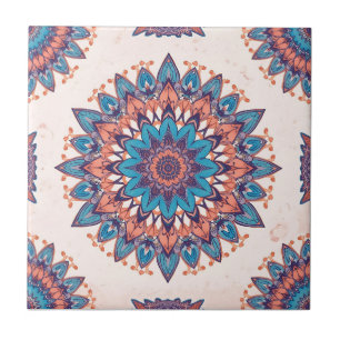 Kleurrijk Boheems Mandala-patroon Tegeltje