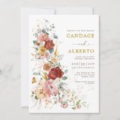 Kleurrijk Bohemian Garden Flower Wedding Kaart (Voorkant)