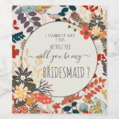 KLEURRIJK BOHO BLOEMENPRAK WIJN ETIKET (Enkel label)