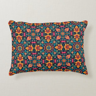 Kleurrijk Boho Bloemmotief Elegante Symmetrie Accent Kussen