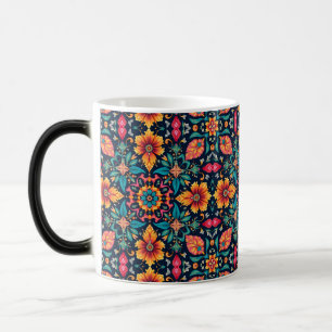 Kleurrijk Boho Bloemmotief Elegante Symmetrie Magische Mok