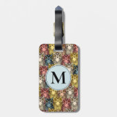 Kleurrijk Boho Bos Uil Patroon & Monogram Bagagelabel (Achterkant verticaal)