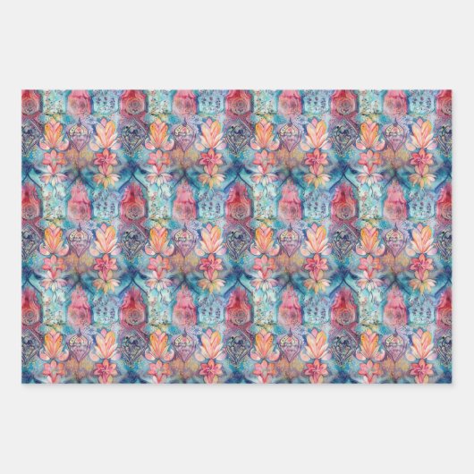 KLEURRIJK BOHO ECLECTISCH CADEAU INPAKPAPIER VEL (Voorkant)