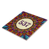 Kleurrijk Boho Fancy Sierplaat Huisnummer Plaque Tegeltje (Zijkant)