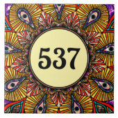 Kleurrijk Boho Fancy Sierplaat Huisnummer Plaque Tegeltje (Voorkant)