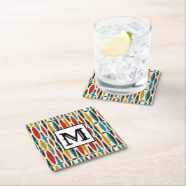 Kleurrijk Boho Monogram Kartonnen Onderzetters
