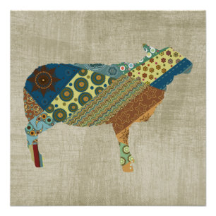 Kleurrijk BoHo Quilt Sheep Design Poster