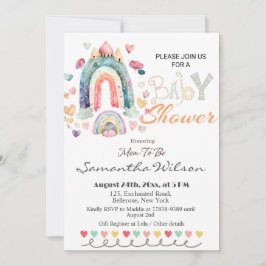 Kleurrijk Boho Rainbows Baby shower Kaart