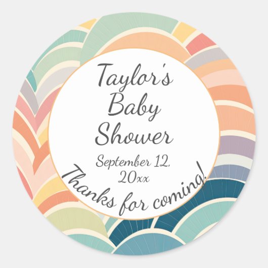 Kleurrijk Boho Rainbows Baby shower Ronde Sticker (Voorkant)