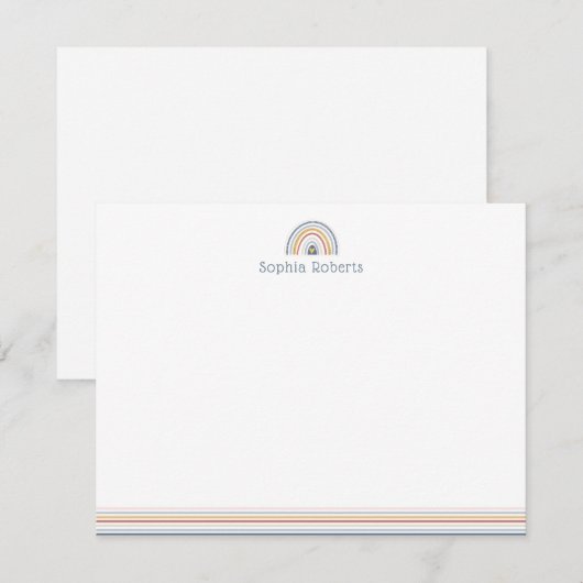 Kleurrijk Boho Regenboog Lijn Kinderen Briefpapier Notitiekaartje (Voorkant / Achterkant)
