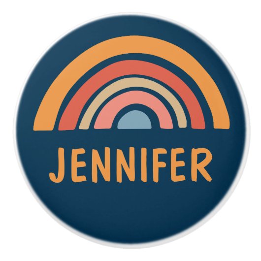 Kleurrijk boho regenboog ontwerp keramische knop (Voorkant)