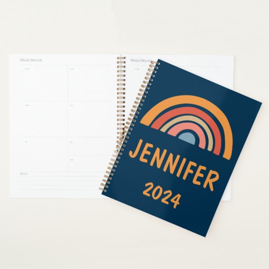 Kleurrijk boho regenboog ontwerp planner (Display)