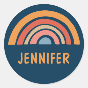 Kleurrijk boho regenboog ontwerp ronde sticker