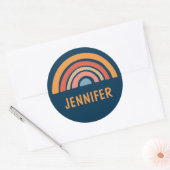 Kleurrijk boho regenboog ontwerp ronde sticker (Envelop)