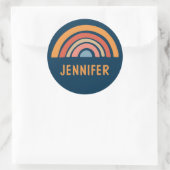 Kleurrijk boho regenboog ontwerp ronde sticker (Tas)