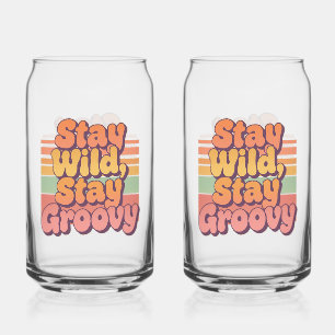 Kleurrijk Boho Retro Blijf Wild Blijf Groovy Blikvorm Glas