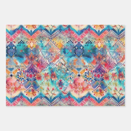 KLEURRIJK BOHO WATERVERF BLOEMENDECORATIEF PAPIER INPAKPAPIER VEL (Voorkant 2)