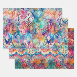 KLEURRIJK BOHO WATERVERF BLOEMENDECORATIEF PAPIER INPAKPAPIER VEL