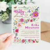 Kleurrijk Boho Wildflower Butterfly Baby shower Kaart