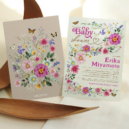 Kleurrijk Boho Wildflower Butterfly Baby shower Kaart
