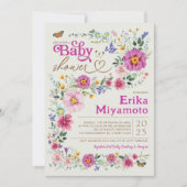 Kleurrijk Boho Wildflower Butterfly Baby shower Kaart (Voorkant)