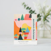 Kleurrijk Bold Retro Abstract Kerstlandschap Feestdagenkaart (Staand voorkant)