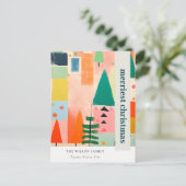 Kleurrijk Bold Retro Abstract Kerstlandschap Feestdagenkaart (Staand voorkant)