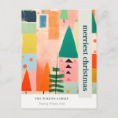 Kleurrijk Bold Retro Abstract Kerstlandschap Feestdagenkaart (Voorkant)