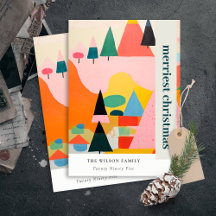 Kleurrijk Bold Retro Abstract Kerstlandschap