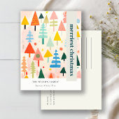 Kleurrijk Bold Retro Abstract Kerstlandschap Feestdagenkaart