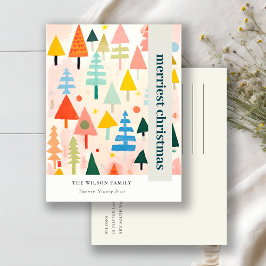 Kleurrijk Bold Retro Abstract Kerstlandschap Feestdagenkaart