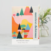 Kleurrijk Bold Retro Abstract Kerstlandschap Feestdagenkaart (Staand voorkant)