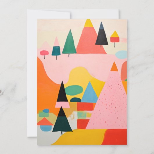 Kleurrijk Bold Retro Abstract Kerstlandschap Notitiekaartje (Achterkant)