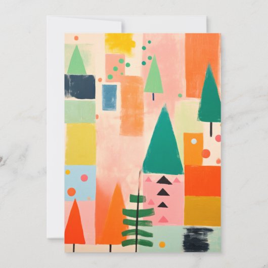 Kleurrijk Bold Retro Abstract Kerstlandschap Notitiekaartje (Achterkant)