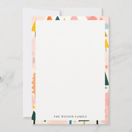 Kleurrijk Bold Retro Abstract Kerstlandschap Notitiekaartje (Voorkant)