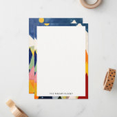 Kleurrijk Bold Retro Abstract Kerstlandschap Notitiekaartje (Voorkant / Achterkant in situ)