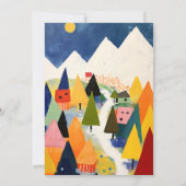 Kleurrijk Bold Retro Abstract Kerstlandschap Notitiekaartje (Achterkant)