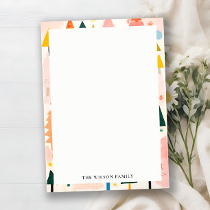 Kleurrijk Bold Retro Abstract Kerstlandschap Notitiekaartje