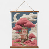 Kleurrijk boomhutontwerp hangend wandkleed (Voorkant)