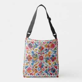 Kleurrijk borduurwerk op zoek naar bloemenontwerp crossbody tas