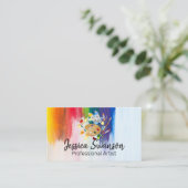 Kleurrijk | Borstelverf | Moderne kunstenaar Visitekaartje (Staand voorkant)