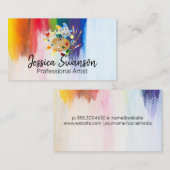 Kleurrijk | Borstelverf | Moderne kunstenaar Visitekaartje (Voorkant / Achterkant)