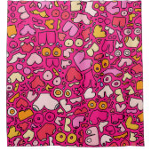 Kleurrijk borstpatroon steen onderzetter douchegordijn (Voorkant)