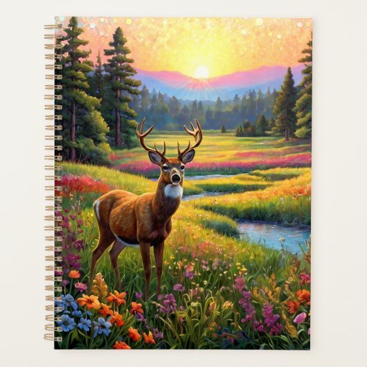 Kleurrijk bos kleuren en herten kunst planner (Voorkant)