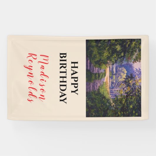 Kleurrijk Bos Licht Blauw Paarse Geel Groen Spandoek (Horizontaal)